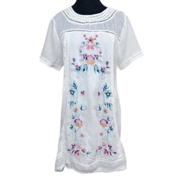 Umgee Womens Large Boho White Embroidery Short Sleeves Crochet Lace White - Picture 2 of 15